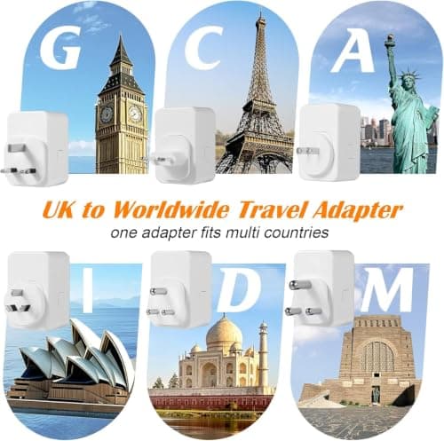 UK to Worldwide Travel Adapter,Universal Travel Plug Adaptor Set With 4 USB — view 2