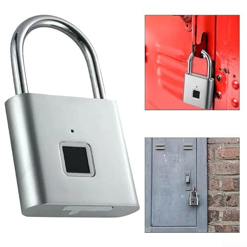 Biometric Fingerprint Padlock Designed for Keyless Entry on Suitcases Lockers Bikes Cabinets Drawers and Portable Storage Applications (Black) — view 5