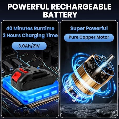 21V 35bar-High Pressure Cordless Pressure Washer, 6-in-1 Adjustable Nozzle, 240L/h Portable Pressure Washer with Battery, 5m Hose, for Car Floor Garden Cleaning Watering (B-2 batteries) — view 3