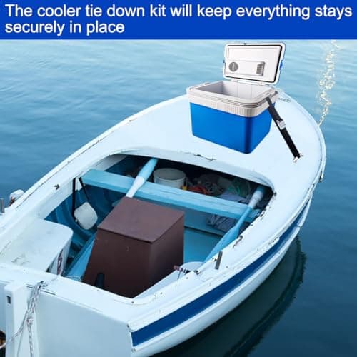 Cooler Tie Down Kit, 14 Pcs, 1"x 56"(4.7 ft) Battery Tie Down Strap with Stainless Steel Cam Buckle, Bracket and SS Screws, Fixed Straps for YETI and RTIC Coolers to Boats Luggage Belt Cars Truck Bed — view 5