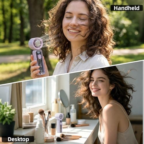 SahCognitual Handheld Fan,Portable Handheld Fan with Ice Cooler,Hand Fan USB Rechargeable,Mini Turbo Hand/Desk Fan,Ultra-Light Pocket Fan for Travel,Summer,Holiday Essentials for Women (Purple) — view 6