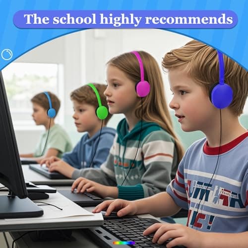 GDBOMA USB C Headphones Bulk Classroom School 5 Pack, Wired On Ear — view 4