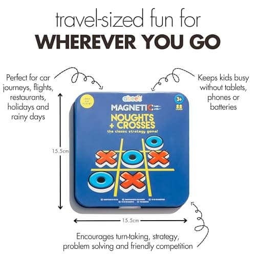 abeec Magnetic Noughts & Crosses Travel Game | Compact Tic Tac Toe Board with Magnetic Pieces | Portable Kids Game for Car Journeys and Holidays | Family Travel Games | Ages 3+ — view 4