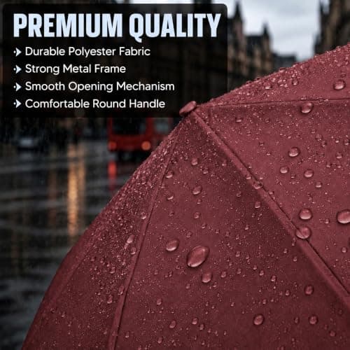 BMLIMITED BML Maroon Mini Folding Travel Umbrella Windproof Lightweight Portable Compact Pocket Umbrella for Men and Women Rain and Sun Protection with UV Protection — view 2