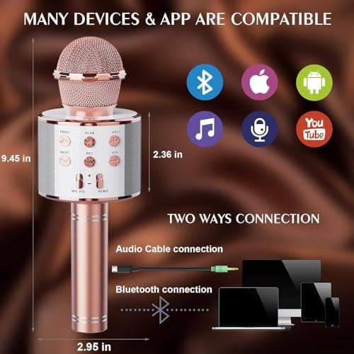 Wireless Bluetooth Karaoke Microphone 2 Pack, Gold&Rose, for Party Home KTV — view 4