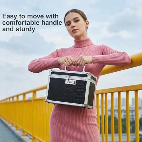 BLUE BAZAAR Aluminum Alloy Password Lock Storage Box – 25.8x18x20.3cm Large Capacity Tool Box with 3-Digit Combination Lock, Safe Document & Jewelry Case with Inner Lining – Metal Lockbox Aluminium — view 5