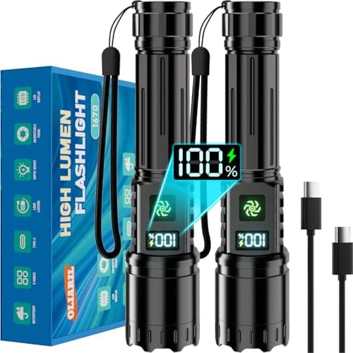 Torch Rechargeable 2 Pack, Torches Led Super Bright 1,000,000LM Flashlight
