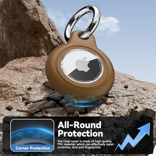 TNSNK for AirTag Holder Keyring, 1 Pack,Brown — view 5