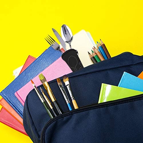 Acehome Cutlery Set with Portable Pouch Case, Stainless Steel Flatware Camping Utensil Set with Neoprene Bag for Outdoor Travel Picnic Office School Lunch Box (4 Pcs Rose Red) — view 6