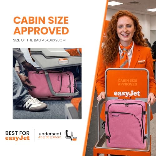 Bordlite EasyJet Cabin Backpack 45x36x20cm PInk – Underseat Cabin Bag for Ryanair, Wizz Air & 30+ Airlines, Lightweight Carry On Travel Backpack with Compression Straps & Laptop Storage — view 4