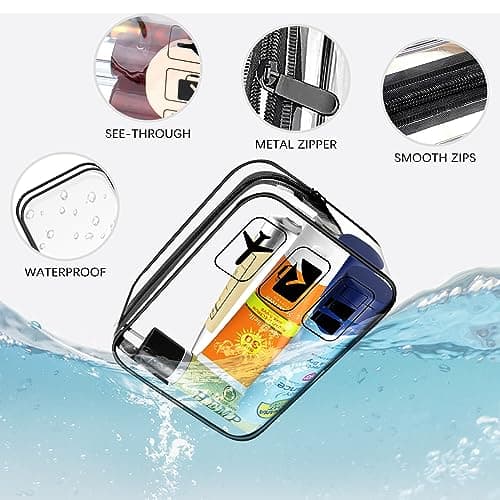 Clear Toiletry Bag TSA Approved Travel Toiletry Bag with Sturdy Zippers, Transparent Waterproof PVC Makeup Bag for Airport Security, Portable Wash Bag for Men Women Travel Essentials — view 5