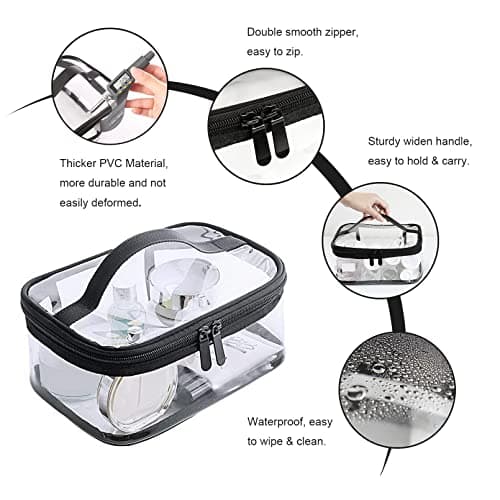 Clear Toiletry Bag, Kememo 2PCS Portable Makeup Bag Transparent Cosmetic Bag with Handle Zipper Waterproof Travel Storage Pouch — view 3