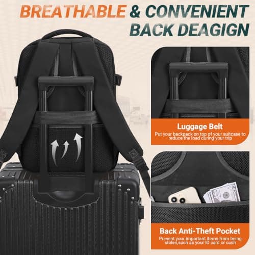 xlodea for Ryanair Cabin Bags 40x30x20 Underseat Cabin Bag Carry-ons Hand Luggage Bag Waterproof Travel Backpack Cabin Size Ryanair Backpack with USB Charging Port, Anti Theft Pocket, Trolly Sleeve — view 5