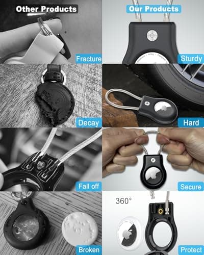 SCALLOP Airtag Holder with Wire Cable,Durable-Resistant-Secure Airtag Keyring,360°Protective AirTag Case Accessory for Keys, Key Ring,Luggage Compatible Apple Air tag — view 5