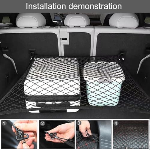 Cargo Net, 110*60 Nylon Cargo Net for van, Adjustable Elastic Car Boot Net — view 4