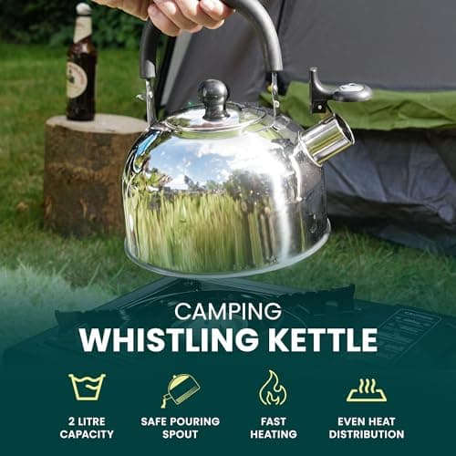 Green Haven Camping Kettle | Whistling Gas Stove Top Kettle 2L Stainless — view 2