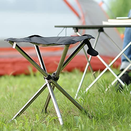 Azarxis Folding Stool Camping Foldable Stool Portable 4-Legged Chair Lightweight for Fishing BBQ Picnic Outdoors Indoors Kitchen (Black - L) — view 2