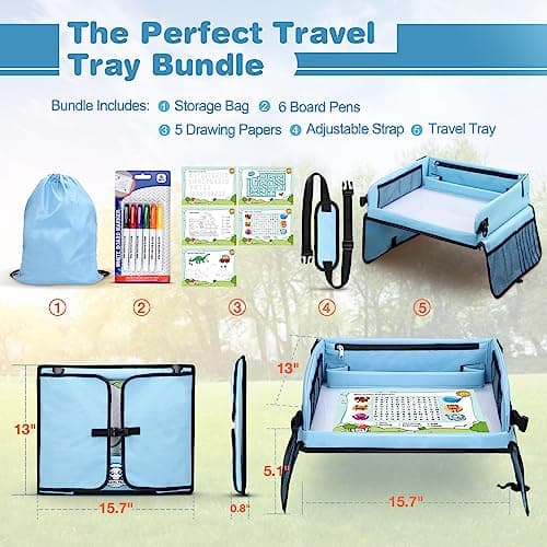 COOLJOY Travel Tray Kids Travel Tray,Kids Travel Essentials,Travel Toys-Play Tray with Transparent Erasable Surface,Lots of Storage Space,Multifunctional Activity Tray,Lap Tray for Kids Boys Girls 3+ — view 6