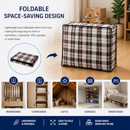 ANSIO Large Laundry Bags, Storage Bags, 60x25x50cm, Black 5 Pack — view 4