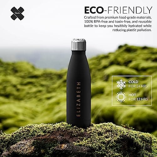 Tirita Personalised Water Bottle - Thermal Travel Flask for Hot & Cold Drinks - Insulated Stainless Steel Bottle - Gym, Office, School - 500ml [02- Name in Gold] — view 6