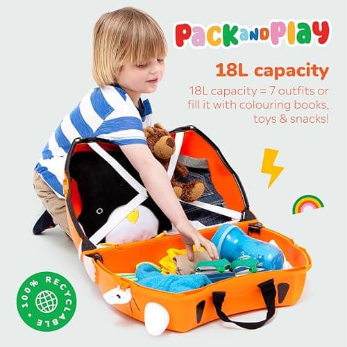 Trunki Children’s Ride-On Suitcase and Kid's Hand Luggage | Perfect Toy Gift for Toddler Boys & Girls: Tipu Tiger (Orange) — view 4
