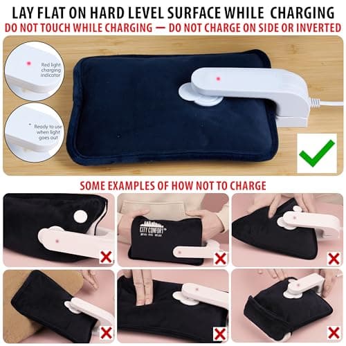 Rechargeable Electric Hot Water Bottle Heat Pad 6 Hour Warmth Temperature Control Detachable Lead Cosy Bed Warmer Hand Warmer Pouch Gifts (Purple) — view 3