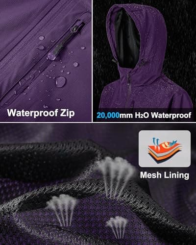 Tyhengta Women's Waterproof Rain Jacket Lightweight Hooded — view 5