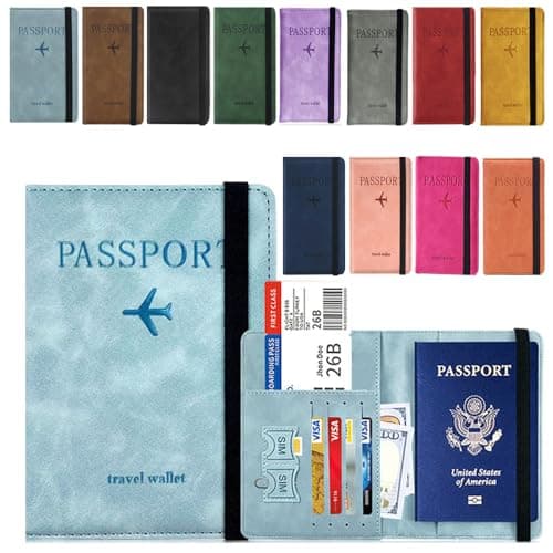 1X Sky Blue RFID Passport Holder Cover & Travel Wallet, RFID Blocking Organiser for Tickets, Cash & Cards ,Credit Cards Holder, Airport Essentials Passport Case for Men & Women, Travel Accessories — view 2