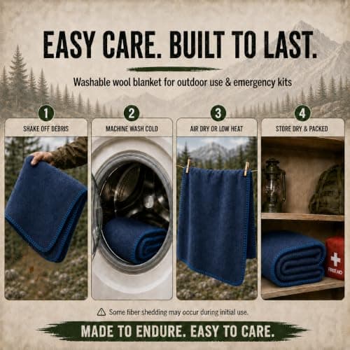 Jmr Usa Inc. Military Wool Blanket for Camping, Emergency and Everyday Use, Fire Retardant Extra Thick and Warm Outdoor Wool Blanket, 70% Wool, Navy, Size 62X84. — view 6