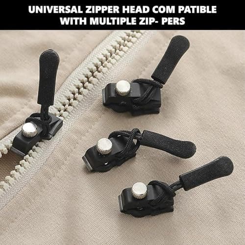 9 Pcs Universal Zipper Repairer, Zipper Repair Replacement Kit, Removable Universal Zip Puller Replacement, 3 Different Size Black Replacements Zippers Slider for Clothes, Jeans, Wallets, Luggage — view 3