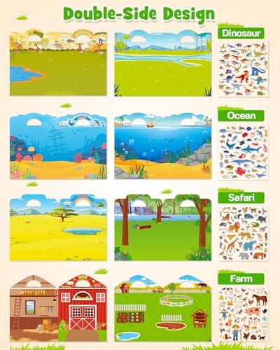 D-FantiX 3D Puffy Sticker Reusable Sticker Books for Kids Ages 3-8 — view 2
