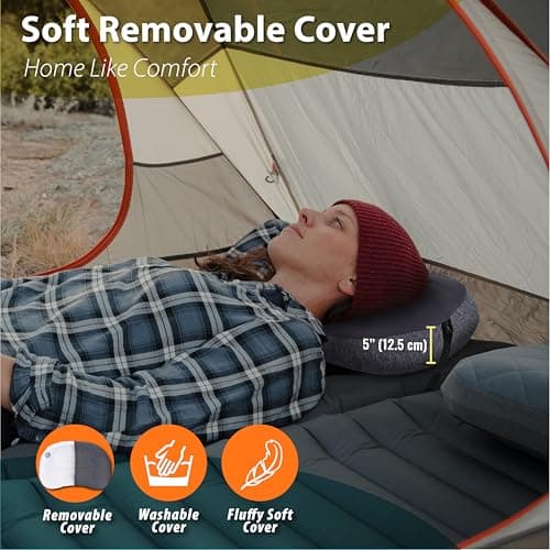 TREKOLOGY Camping Pillow - Premium Inflatable Pillow for Camping, Beach, and Travel - Ultimate Comfort for Adults (Grey) — view 2