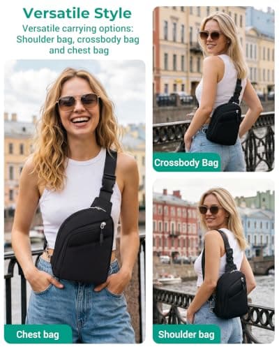 ibalulu Crossbody Bag for Women Men, Water-Repellent Nylon Anti-Theft Sling Bag Shoulder Bag Travel Purse with RFID Blocking & Two RFID Cards — view 3