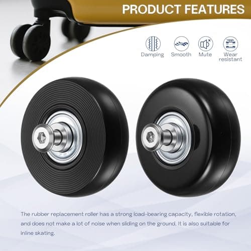 HIPICCO Luggage Suitcase Replacement Wheels, 60x18mm Caster Repair Kit — view 5