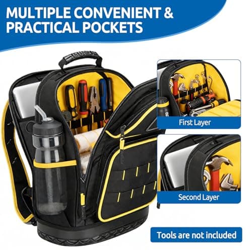 Electricians Tool Bag for Men,Heavy-Duty Tool Bag Backpack,Electrician Bag — view 5