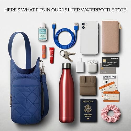 Travelon Anti-Theft Boho Insulated Water Bottle Tote, Blue, One Size, Anti-theft Boho Insulated Water Bottle Tote — view 6