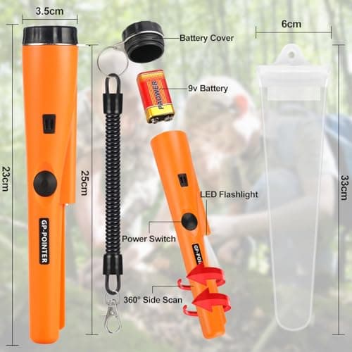 Metal Detector Pinpointer for metal detecting,Treasure Hunting, 360°Search Gold Treasure Pinpointing Finder Probe with Belt,Holster, LED,Waterproof Tool Accessories for Adults,Kids (Orange) — view 6