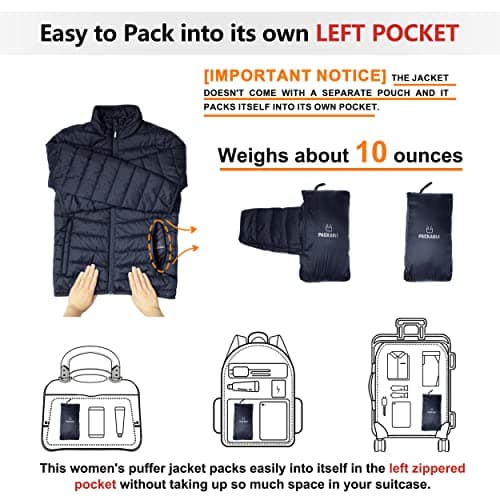 Outdoor Ventures Womens Winter Lightweight Jacket Warm Short Packable Puffer Jacket Transitional Padded Jacket Quilted Jacket for Ladies Lined for Hiking Travel, Deep Blue XL — view 2