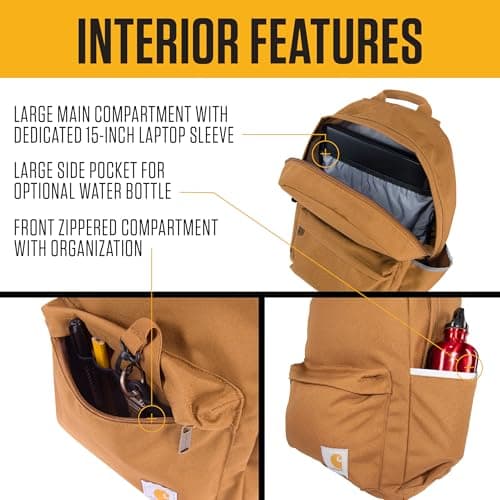 Carhartt unisex-adult 21l Laptop Backpack, Durable Water-resistant Pack With Laptop Sleeve Backpack, Classic Backpack (Gravel), One Size, 21l Laptop Backpack, Durable Water-resistant Pack With Laptop — view 3