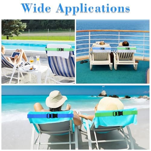 QOPAHI Adjustable Sun Lounger Straps with Buckle - Elastic Sunbed Towel Bands for Beach & Pool Chairs, Portable Towel Holders for Fix Beach Towels, 2 Pack — view 6