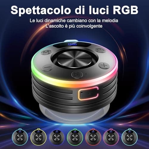 Bluetooth Shower Speaker, Portable Bluetooth Speaker with 360°HD Bass Sound, Built-in Mic, 8Hrs Playtime, IPX7 Waterproof Mini Speakers with Suction Cup Carabiner for Bathroom, Outdoor, Party, Gray — view 5