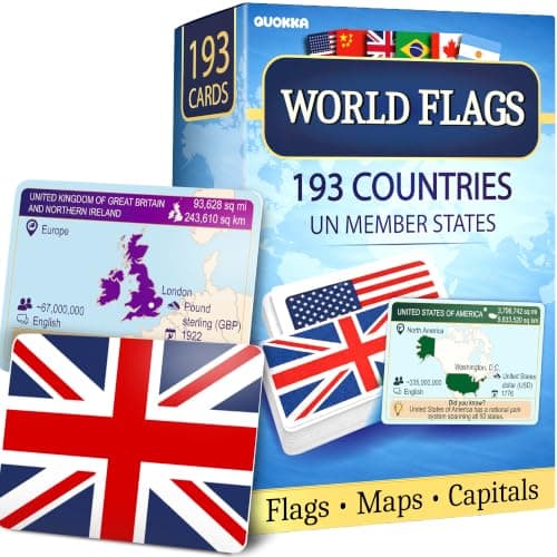 Flags of the World Flash Cards - 193 Geography Trivia Cards