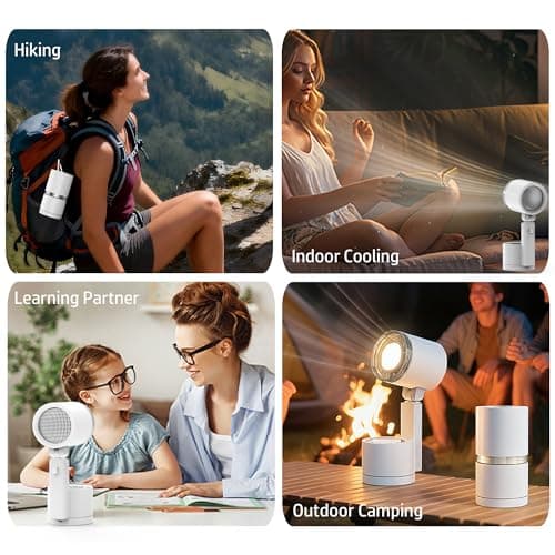 UN UNITEDTIME Portable fan- Battery Operated Fan - 100 Speeds- LED Lighting- Table fans for Outdoor, Camping, Tent, Travel, Bedroom, Cruise RV (White) — view 6