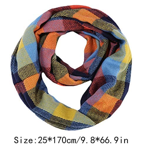 LA HAUTE Women's Checkered Infinity Loop Scarf with Zipper Pocket Secret Hidden Pocket Travel Cashmere Snood Shawl — view 3