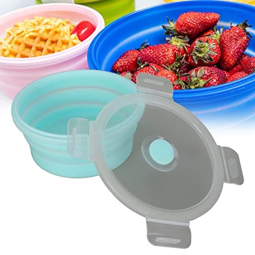 Collapsible Dog Bowl,Portable Foldable Silicone Pet Bowl Dog Travel Water Bowl Food Dishes with Lid for Dog Cat Outdoor Walking Traveling Hiking (Mint Green) — view 3