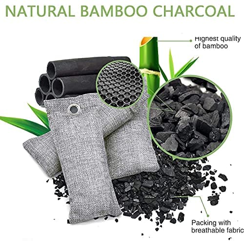 RUN HELIX Bamboo Air Purifying Bags, activated charcoal odour absorber, odour eliminator, shoe deodorizer, Used for Home, Car, Closet, Pet, Fridge, Smoke Room Deodorizer （6x50g） — view 5