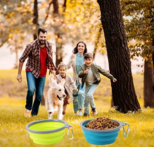 2 Pack Collapsible Dog Bowl, Foldable Dog Travel Bowl Portable Dog Water Bowl Pet Feeding Food Bowl for Camping Hiking Walking 350ml — view 5