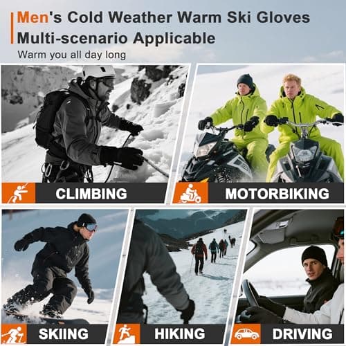 ehsbuy Waterproof Winter Gloves for Men Thermal Touchscreen Cold Weather Thinsulate Warm Anti Slip Ski Gloves for Cycling Walking Hiking Outdoor Sports — view 6