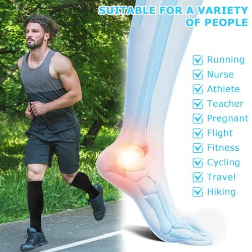 UZSUZZ Plus Size Compression Socks for Women Men, 2 Pairs 15-20 mmHg Graduated Compression Support Stockings, Wide Calf Open Toe Knee High Stockings for Running Flying Pregnancy Nurse Travel Edema — view 3