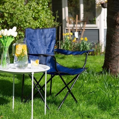 Harbour Housewares Folding Camping Chairs - Navy - Pack of 2 - Canvas Outdoor Lawn Seat for Picnic, Garden, Beach, Hiking, Fishing — view 2